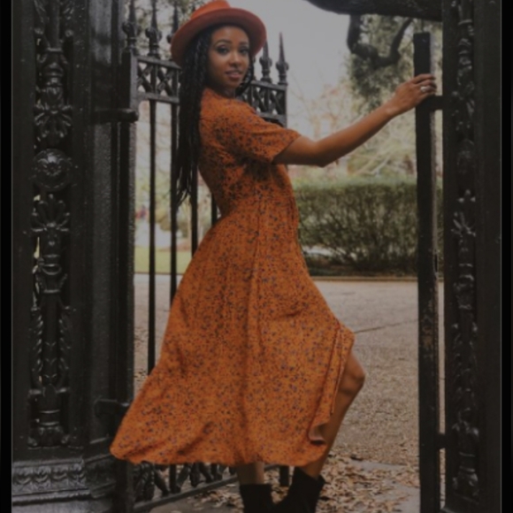 Urban Outfitters Orange Floral Dress - Picture 8 of 12